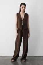 Brown 3-Lace Muslin Vest Set