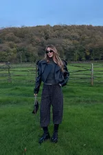 Black Leather Jacket with Epaulet Detail