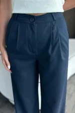 Pantalon bleu marine Idole avec ceinture - 3510