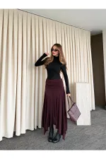 Jupe prune à ceinture froncée - 3366