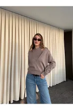 Bej İkili V Yaka Kazak - 251206