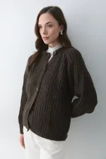 Gilet 5 boutons couleur café chiné - 251061