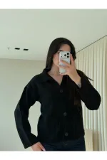 Siyah Büyük Cepli Hırka - 9011