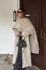 Bej Atkı Detaylı Uzun Kaban - 85163