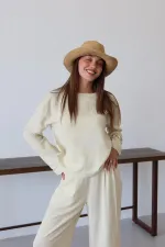 Ensemble chemisier et pantalon jaune Marisol