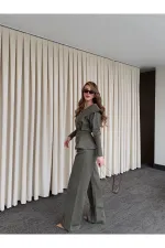 Khaki Design Denim Set - 8002