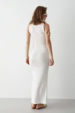 White Dress with Front Twist Detail