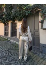 Stone Bomber Satin Jacket and Pants Set - 9663 - 51229