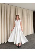 Beyaz Mini V Yaka Elbise - 242480