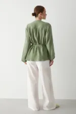 Khaki Multi-Button Kimono
