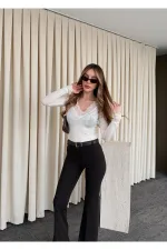 Pantalon marron style espagnol à jambes larges - 1404