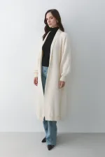 Gilet long en maille crème - 251015