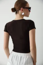 Acı Kahve Crop Bluz - 1182