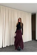 Jupe prune à ceinture froncée - 3366