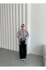 Grey Front Tie Teddy Jacket