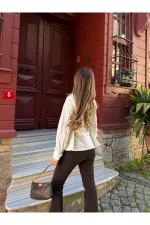 Kahverengi İspanyol Paça Jean - 2106