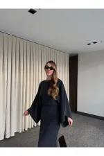 Black Batwing Sleeve Modal Dress - 5000 Black Batwing Sleeve Modal Dress - 5000