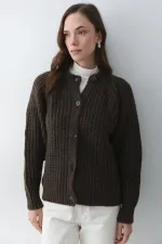 Gilet 5 boutons couleur café chiné - 251061