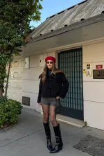 Black Short Cashmere Jacket with Button Details - 7675 Black Short Cashmere Jacket with Button Details - 7675