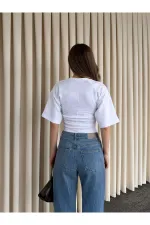 Beyaz Yanı Drapeli Body - 261003