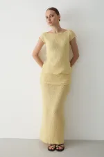 Ensemble deux pièces jaune drapé - 7257