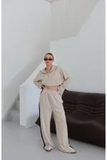 Stone Hooded Trimmed Set - 8569