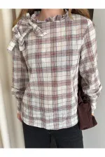 Taş Yakası Fiyonk Detaylı Gömlek - 507