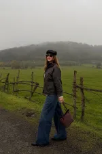 Veste marron à poches et col en velours - 5124