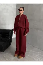 Burgundy Nora Tracksuit Set - 8001 Burgundy Nora Tracksuit Set - 8001