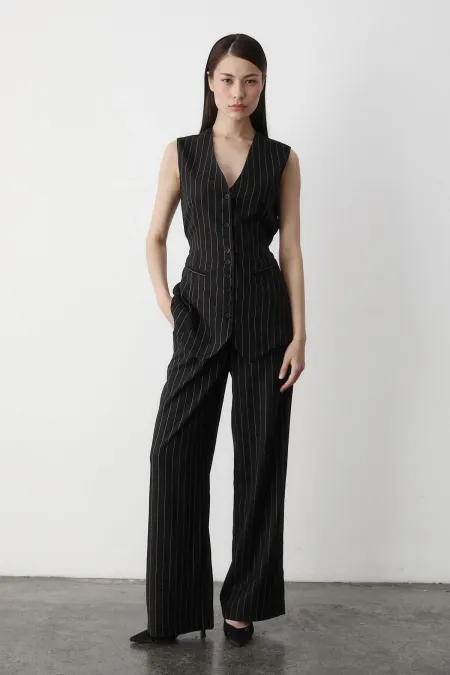 Black Multi-Button Striped Premium Suit