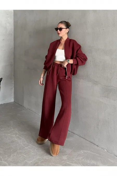 Burgundy Nora Tracksuit Set - 8001 Burgundy Nora Tracksuit Set - 8001