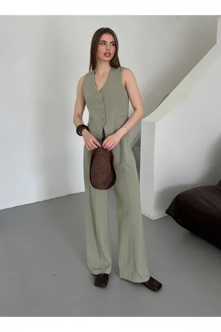 Ensemble gilet et pantalon 100% coton Çağla Lavin - 8347