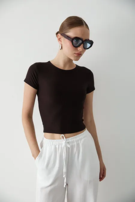 Acı Kahve Crop Bluz - 1182