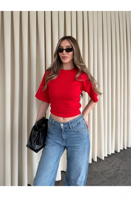 Red Side Draped Bodysuit - 261003 Red Side Draped Bodysuit - 261003