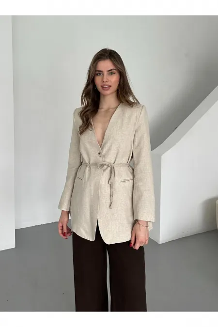 Veste beige 100 % coton avec cordon de serrage