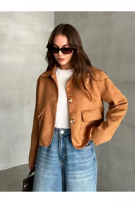Tan Zelda Suede Short Jacket Tan Zelda Suede Short Jacket