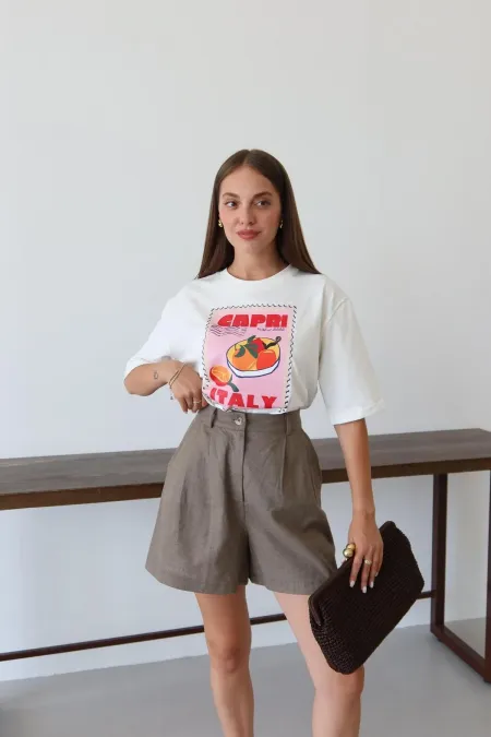 T-shirt blanc imprimé Capri