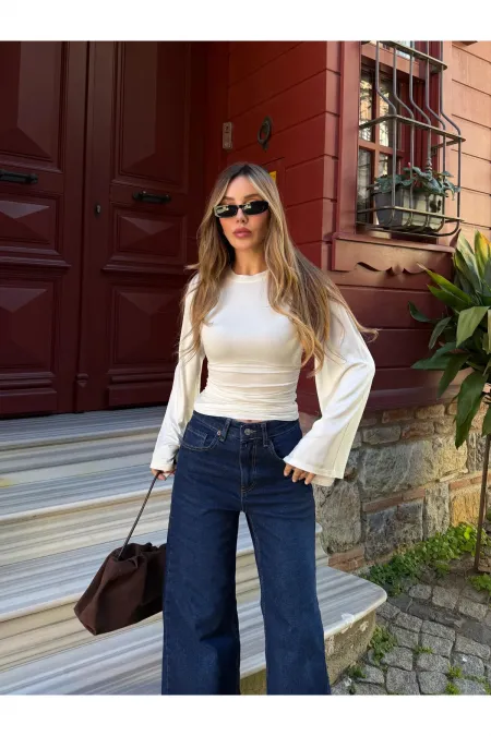 Ekru İspanyol Kol Bluz - 261021