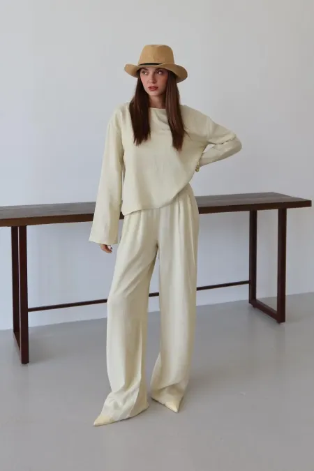 Sarı Marisol Bluz Pantolon Takım