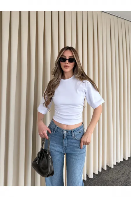 Beyaz Yanı Drapeli Body - 261003