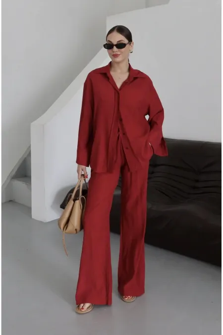 Ensemble kimono bordeaux de Pékin