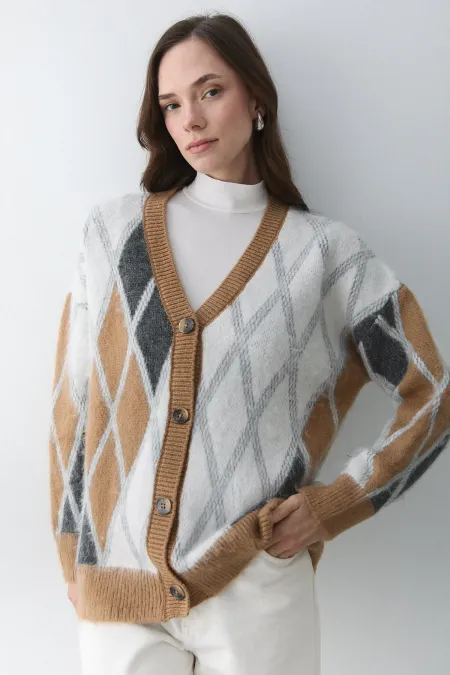 Gilet à motif baklava en os de chameau - 251090