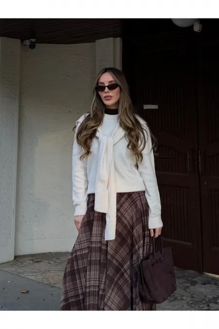 Krem Şal Detaylı Kazak - 251180