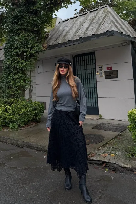 Siyah Desenli Etek - 251125