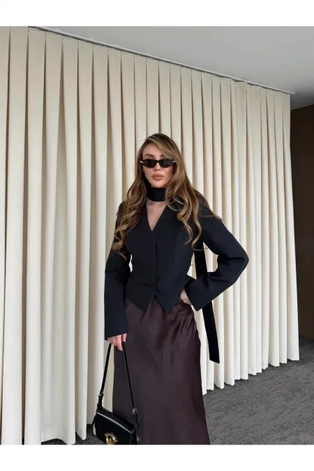 Black Padded Jacket with Scarf - 85175 Black Padded Jacket with Scarf - 85175