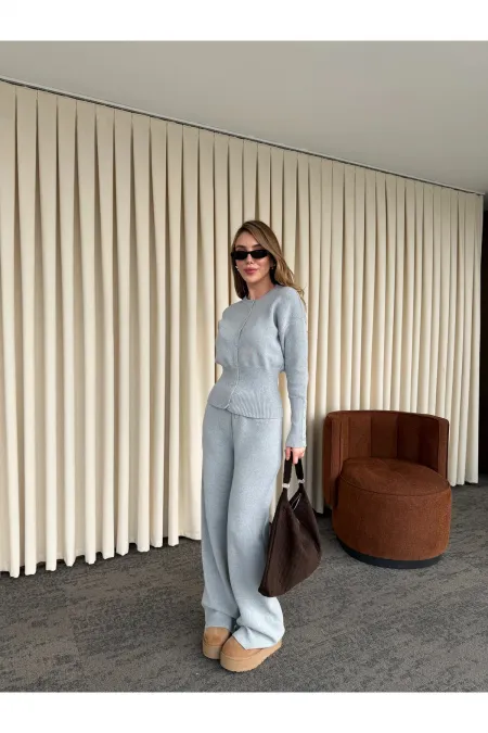 Ensemble en maille grise à boutons-pression - 904