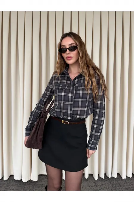 Siyah Mini Şort Etek - 251139