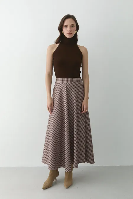 Kahverengi Ekoseli Etek