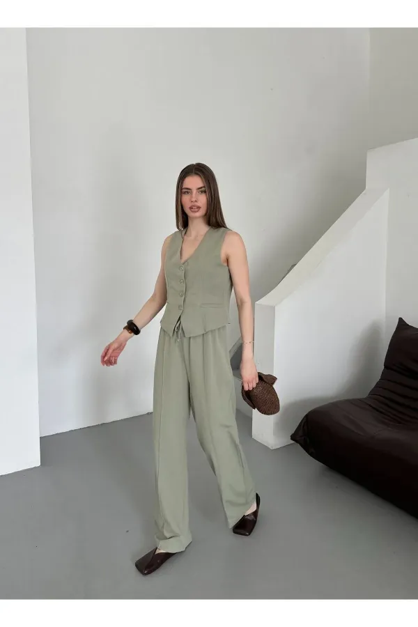 Ensemble gilet et pantalon 100% coton Çağla Lavin - 8347