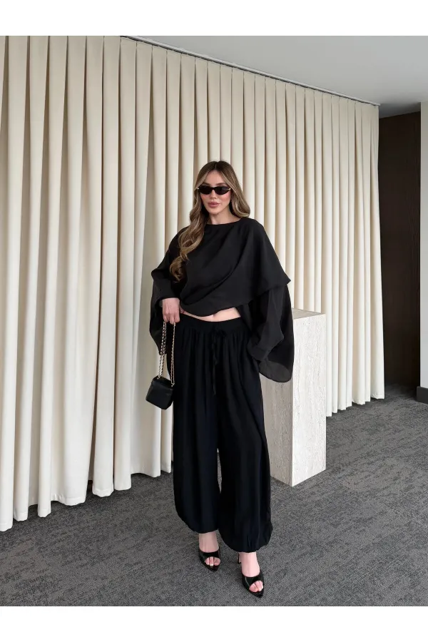 Siyah Şalvar Pantolon - 51316